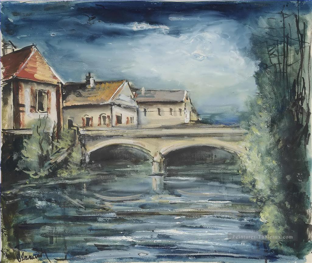 Le pont du village Maurice de Vlaminck Peintures à l'huile